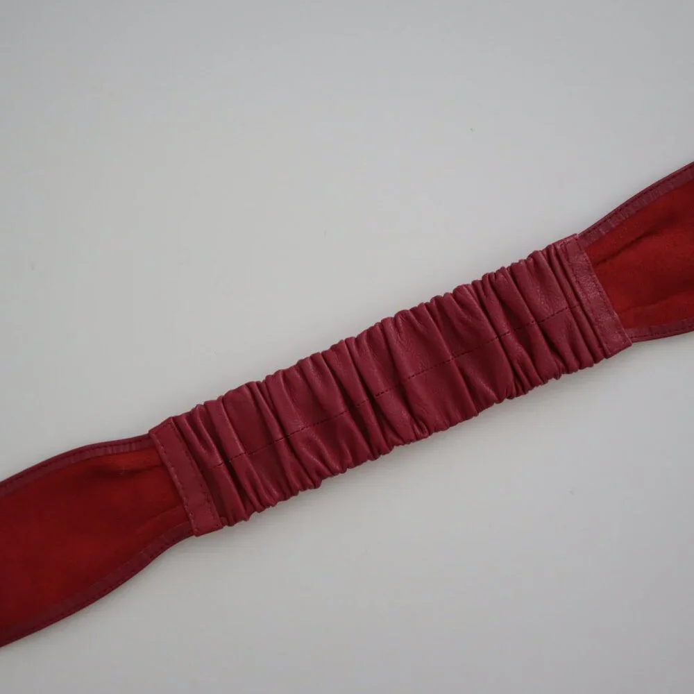Vintage 80s Leather Belt with Embellished Metal Buckle | M/L